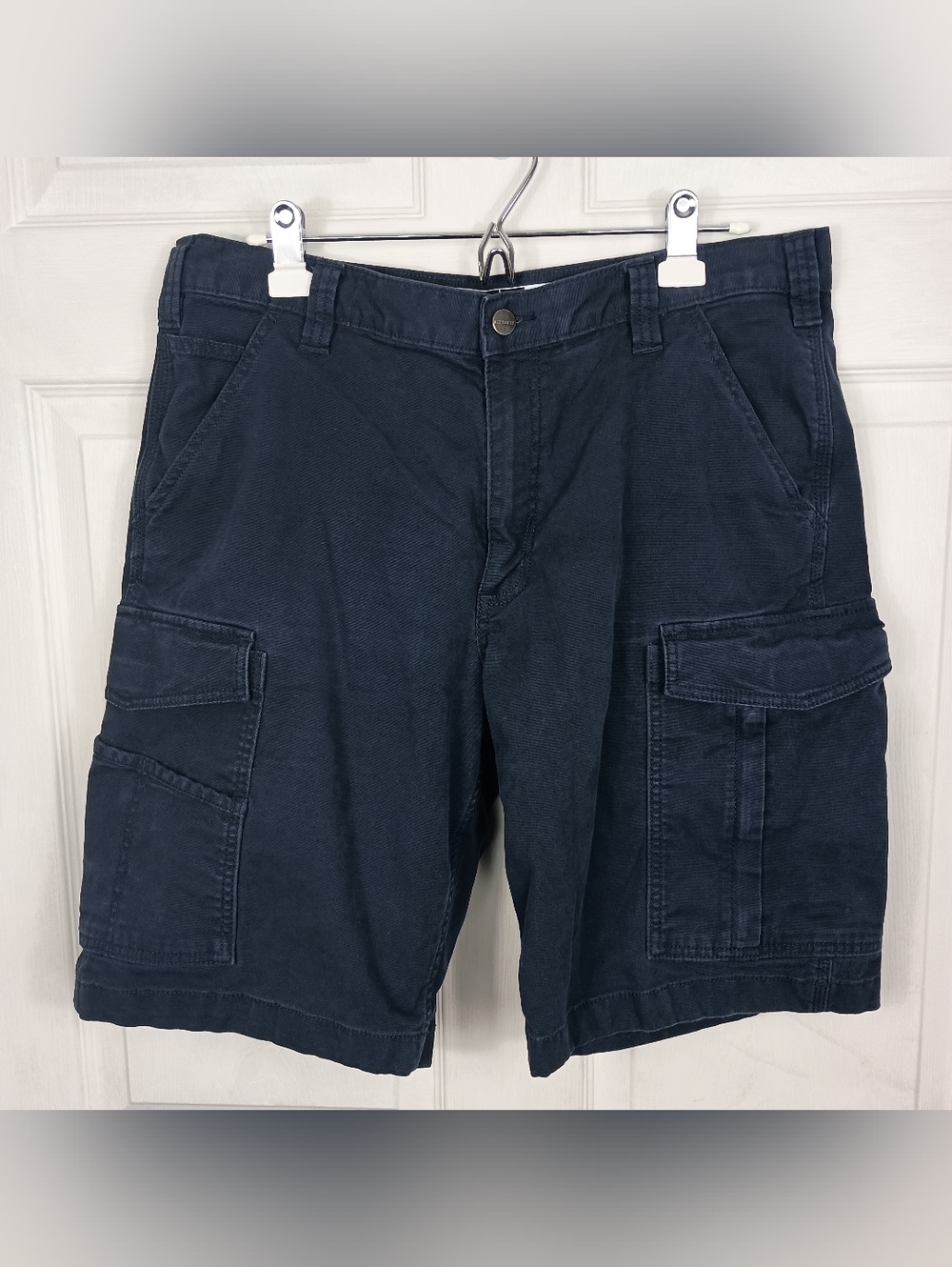 Carhartt Shorts 36 Mens Navy Blue Canvas Cargo Work Relax Fit Utility 11" Rigby